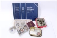 Lot 153 - World – mixed coinage – to include U.S. Cent 1859.  F, G.B. Shilling Victoria Y.H. 1887.  GF – AVF, pre-1947 silver coins and others (qty)