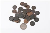Lot 155 - G.B. mixed coinage – to include silver George III Crown 1818 LVIII (N.B. edge bruised and scratched), otherwise VG – AF and a quantity of 18th and 19th century copper coinage – in various grades....