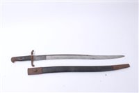 Lot 815 - British 1856 pattern Yataghan bayonet with steel mounted leather scabbard