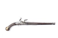 Lot 905 - 19th century Turkish market flintlock holster pistol with 18 bore steel