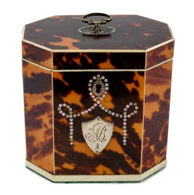 Lot 1055 - Good George III Tortoiseshell with silver fittings caddy