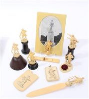 Lot 633 - Group of Nine Scarce Boer War Period ‘Gentleman in Khaki’ and ‘The Handy Man’ Celluloid figures to include tape measure and pin cushion.