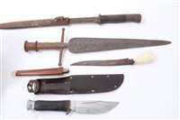Lot 828 - Collection of various bayonets, knives and daggers, to include Second World War period private purchase fighting knife by Joseph Rogers