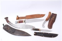 Lot 831 - Collection of knives, bayonets and sundry weapons - including Bowie knives, Jambias, etc