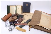 Lot 636 - Second World War Royal Engineers Pocket books named to A.E. Thomas, together with Royal Engineers car badge, maps and other Royal Engineers related items.