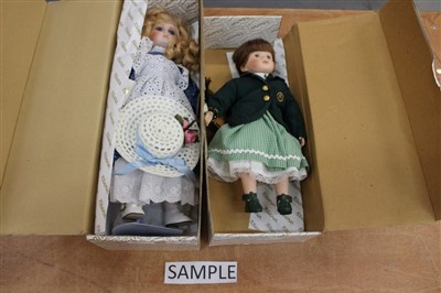 Lot 2826 - Dolls – selection of Alberon – Rose, Annie, Sarah, Ollie, Florence, Saffron, Jennifer, Philippa, limited edition Schoolgirl 3691 / 7500, plus three unnamed, all boxed (12)