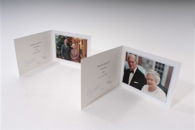 Lot 80 - HM Queen Elizabeth II and HRH The Duke of Edinburgh, two signed Christmas cards 2010; 2011