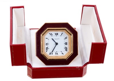 Lot 740 - Cartier Les Must de Cartier travel clock with alarm function