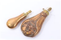 Lot 914 - 19th Century Copper Powder Flask together with another (2)