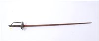 Lot 840 - Early 19th century Continental officers’ sword with gilt brass shell guard and fullered straight blade