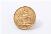 Lot 170 - G.B. gold Sovereign Victoria Y.H. George & the Dragon 1879M.  GF (1 coin)