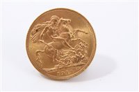 Lot 191 - G.B. gold Sovereign George V 1913 (edge bruised), otherwise GVF (1 coin)