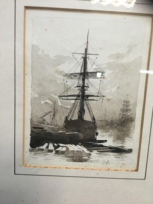 Lot 49 - Alexander Handcock (b.1850) pen and wash - Old Bristol houses, signed and dated 84