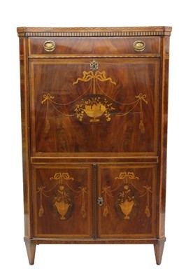 Lot 1317 - Early 19th century Dutch mahogany and floral marquetry secretaire a abattant