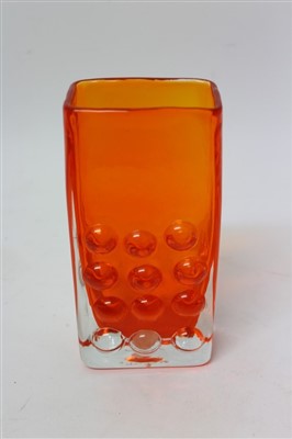 Lot 2093 - Whitefriars tangerine mobile phone vase, designed by Geoffrey Baxter