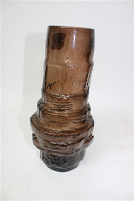 Lot 2088 - Whitefriars cinnamon hooped vase, designed by Geoffrey Baxter