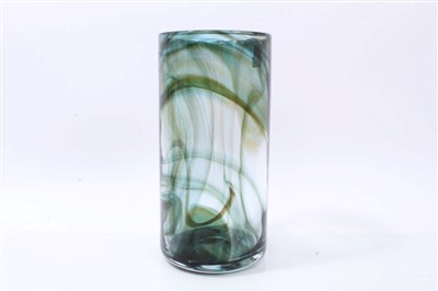 Lot 2095 - Whitefriars art glass cylindrical streaky vase with original label