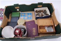 Lot 241 - World – mixed coinage – to include Roman as of Nero.  Poor – Fair, G.B. silver Crowns George IV 1821.  Fair, Victoria J.H. 1891.  AF, Royal Mint Proof Sets 1970 (x 2) and others (qty)