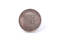 Lot 243 - G.B. silver George III medallion commemorating Wellington / Waterloo, dated Jun. 18. 1815 (diameter 16mm).  AEF (1 medallion)