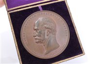 Lot 250 - Denmark - 19th century AE medallion commemorating Jacob Bronnum 'Councils President 1875 - 1894' by H. Conradsen, in case of issue.  A.UNC (diameter 64mm) (1 medallion)
