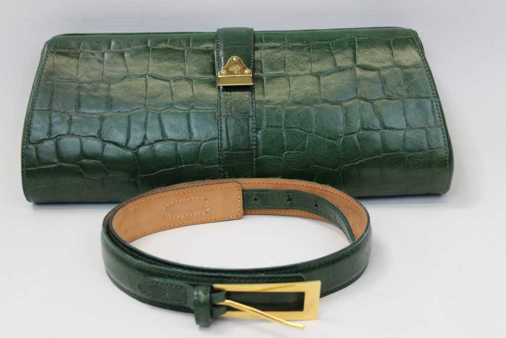 Lot 3083 - Mulberry Green Mock Croc Leather Handbag and Belt