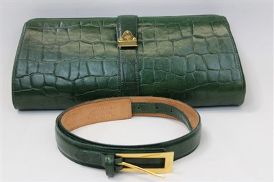 Lot 3083 - Mulberry Green Mock Croc Leather Handbag and Belt