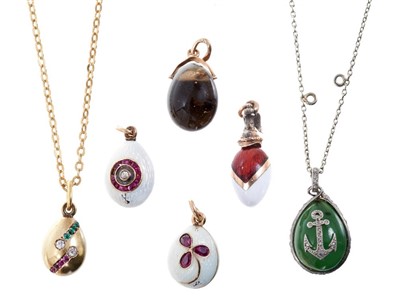 Lot 670 - Six Russian egg pendants