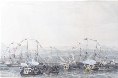 Lot 167 - John Christian Schelky aquatint - Arrival of King George in Royal Flotilla