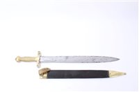 Lot 848 - 19th Century French 1831 Pattern 'Gladius' Short Sword, with ribbed brass hilt and steel blade, marked Chatellerault 1833, in leather scabbard with brass mounts