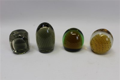 Lot 2136 - Four Jaffe Rose controlled bubble glass paperweights