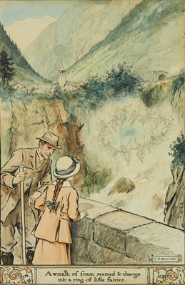 Lot 1117 - Charles Edmund Brock (1870-1938) original pen and watercolour illustration A wreath of foam seemed to change into a ring of little fairies