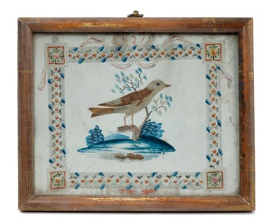 Lot 806 - Rare George III feather picture of a song bird