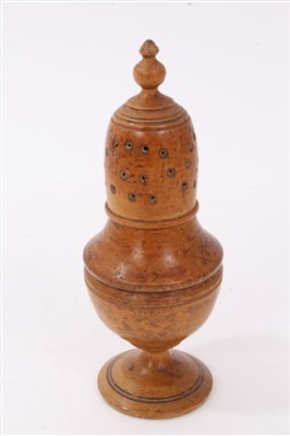 Lot 811 - 18th century turned sycamore pepper castor