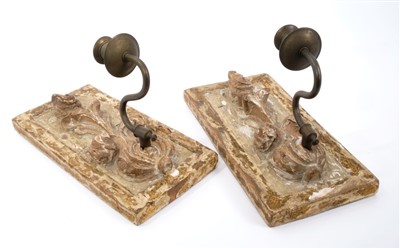 Lot 821 - Pair of 18th century carved lime wood wall sconces