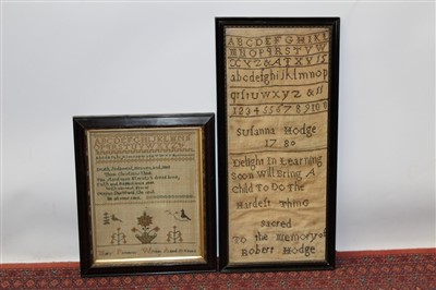 Lot 3087 - George III embroidered sampler