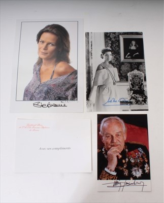 Lot 2475 - Principality of Monaco, 3 signed photographs, Prince Rainier, Princess Stephanie and Princess Caroline