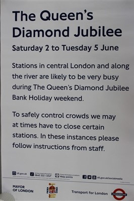 Lot 100 - The Queen’s Diamond Jubilee – London Underground Information poster