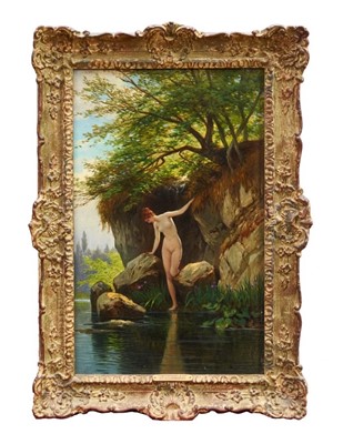 Lot 1264 - Hermann Corrodi (1844-1905) oil on panel - The Morning Dip, signed, in gilt frame