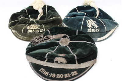 Lot 3089 - Three early 20th century Sports Caps possible Cricket