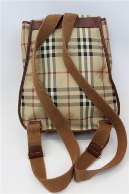 Lot 3093 - Burberry check leather rucksack