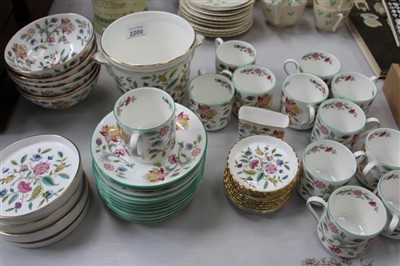 Lot 2200 - Twelve Minton Haddon Hall coffee cups and saucers and other
pieces of Haddon Hall – including dishes, jardinière, bowls, etc (45 pieces)