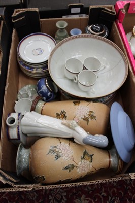 Lot 2181 - Pair of Doulton Slaters Patent vases and other decorated china – including Oriental punch bowl and plates