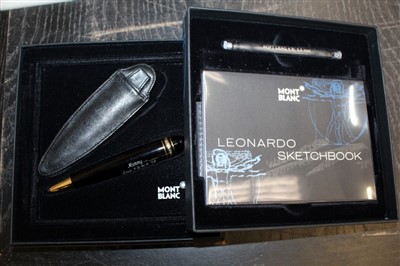 Lot 3819 - Mont Blanc Leonardo sketch pen with sketchbook, lead, leather case, instructions and original box