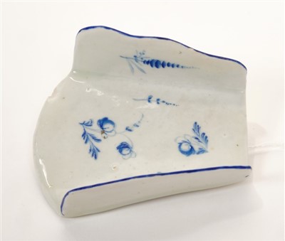 Lot 168 - 18th century Derby blue and white asparagus server with painted floral sprays, circa 1780, 7.6cm