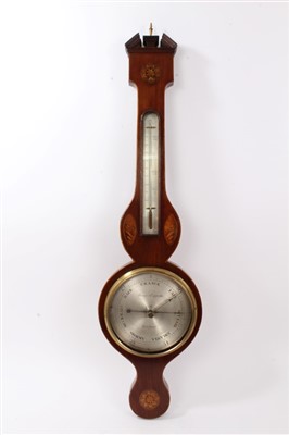 Lot 1262 - 19th century wheel barometer with 8 inch silvered dial, signed 'Stringer & Cappella, Newport'
