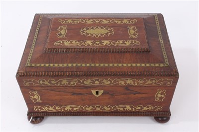 Lot 1057 - Regency brass inlaid rosewood sewing box