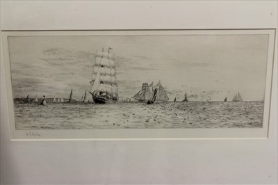 Lot 1218 - Good black and white marine engraving by Wyllie, provenance on reverse