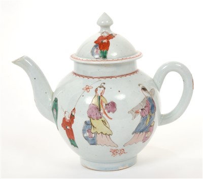 Lot 191 - 18th century Pennington Liverpool polychrome teapot and cover, 20cm