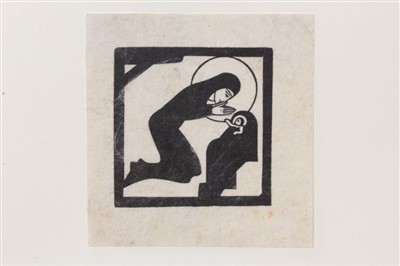 Lot 1128 - Eric Gill (1882-1940) wood engraving, Madonna and Child, with gallows, 1916, (Skelton P82), 5 x 5.6cm