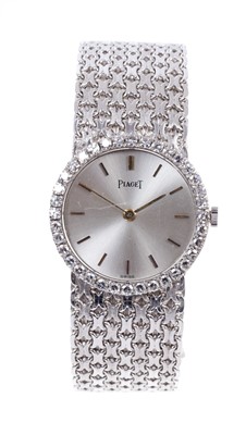 Lot 742 - Ladies’ Piaget 18ct white gold and diamond set wristwatch, circa 1970
